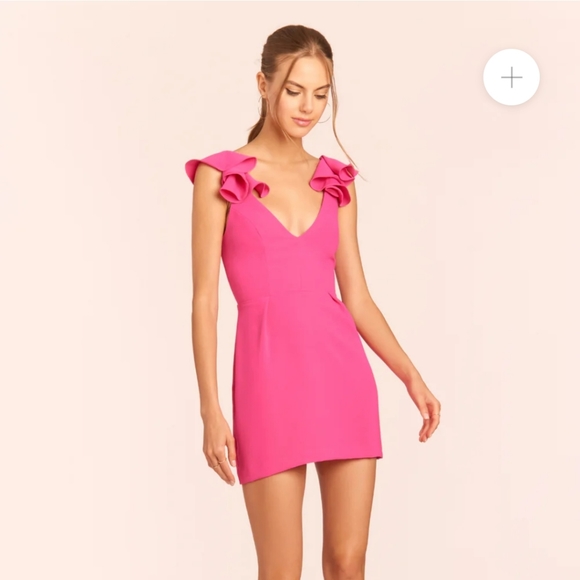 Amanda Uprichard barbie hot pink Gimlet ruffle sleeve cut out back mini dress - Picture 13 of 13